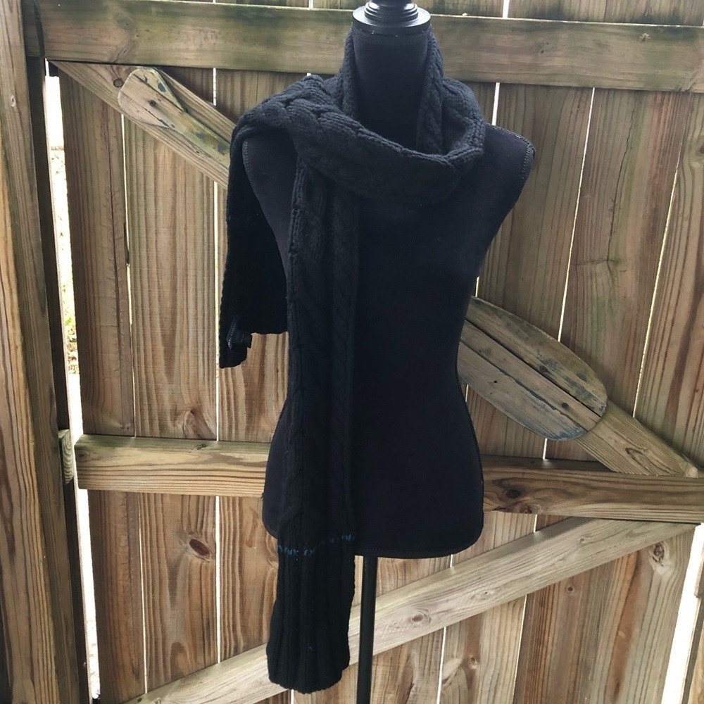 Banana Republic Black Wool & Cashmere Blend Chunky Knit Winter Scarf